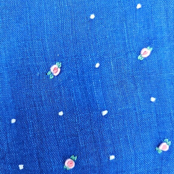 Lot of 10 VTG linen/cotton handkerchiefs assorted colors, patterns and sizes - Picture 9 of 15